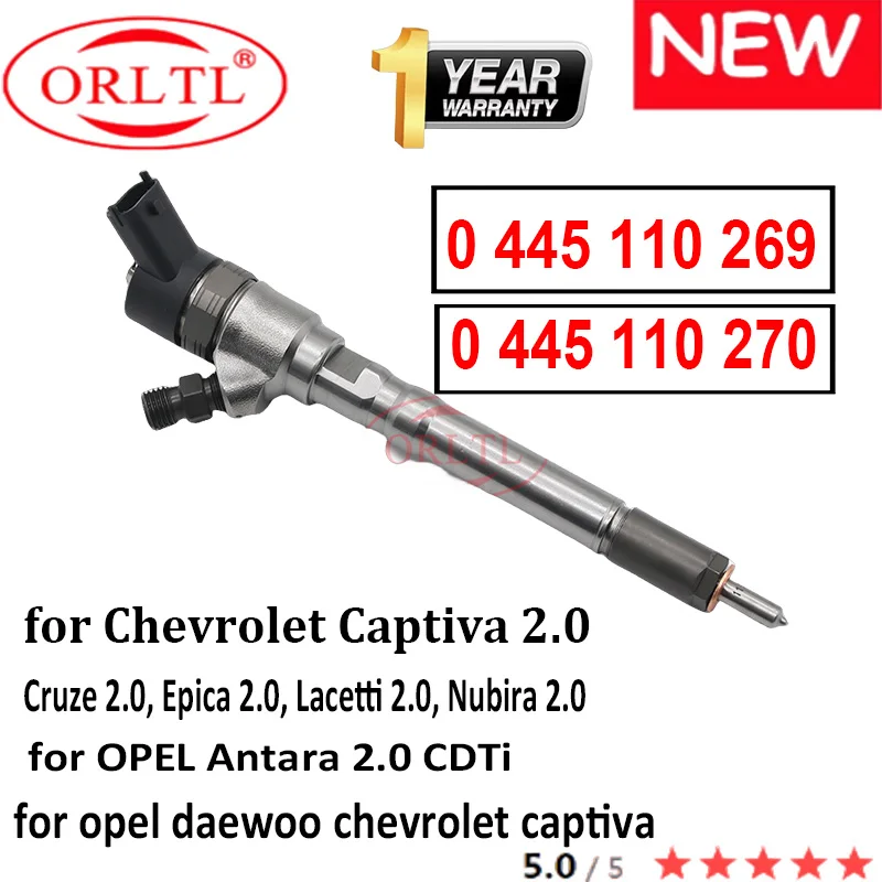 

ORLTL New 0445110270 Common Rail Diesel Injector 0445110269 For OPEL VAUXHALL Z 20 DM Engine OEM 96440397 15062057F