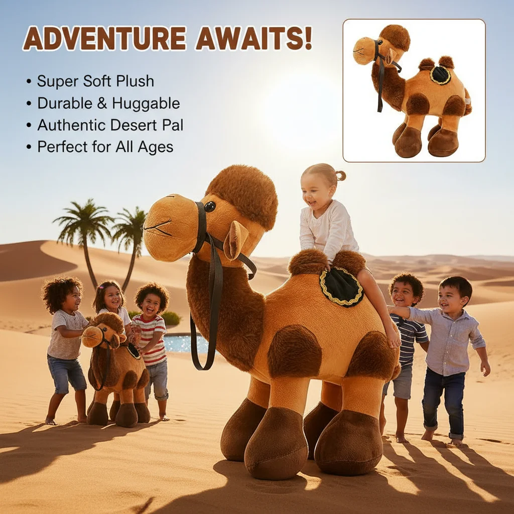 Desert Camel Plush Toy Simulated Camel Doll Scenic Area Stall Doll Soft Desert Animal Toy for Kids And Collectors