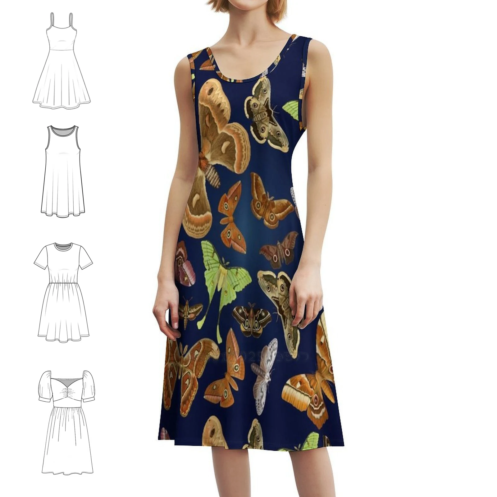 

Платье в корейском стиле Moths At Midnight для женщин Элегантное повседневное платье для вечеринки или повседневного ношения Moth Atlas Moth Luna Moth Sphinx