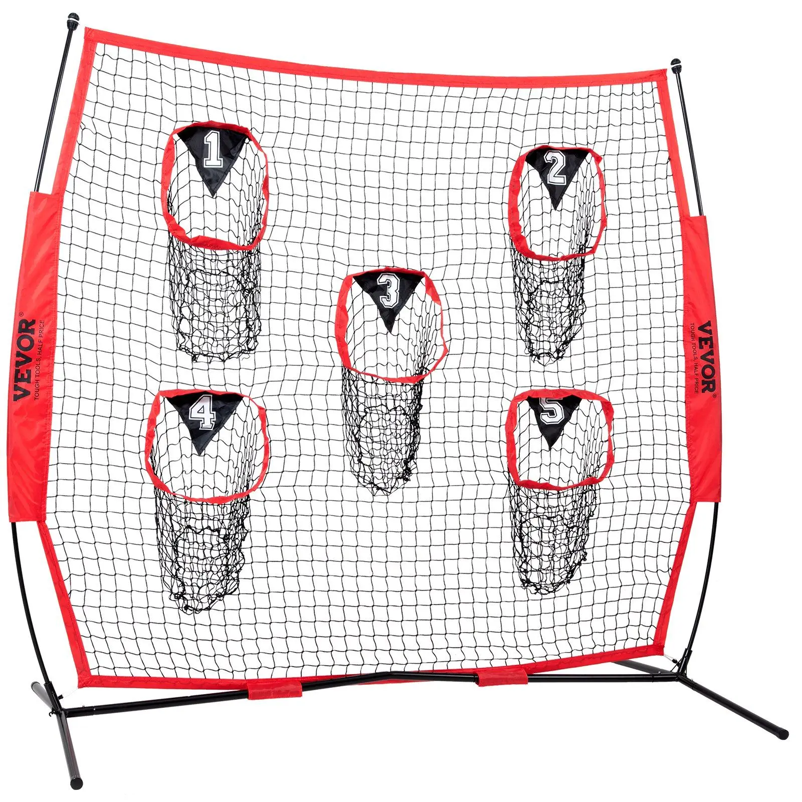 NEW 7 x 7 ft Football Trainer Throwing Net Training Throwing Target Practice Net with 5 Target Pockets Knotless Net Includes