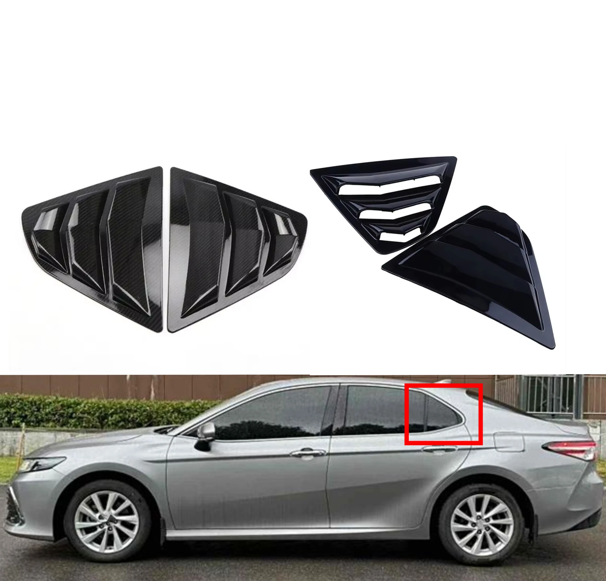 

For Toyota Camry Sedan 2018 2019 2020-2022 Car Rear Louver Window Side Shutter Cover Trim Sticker Vent Scoop ABS Carbon Fiber