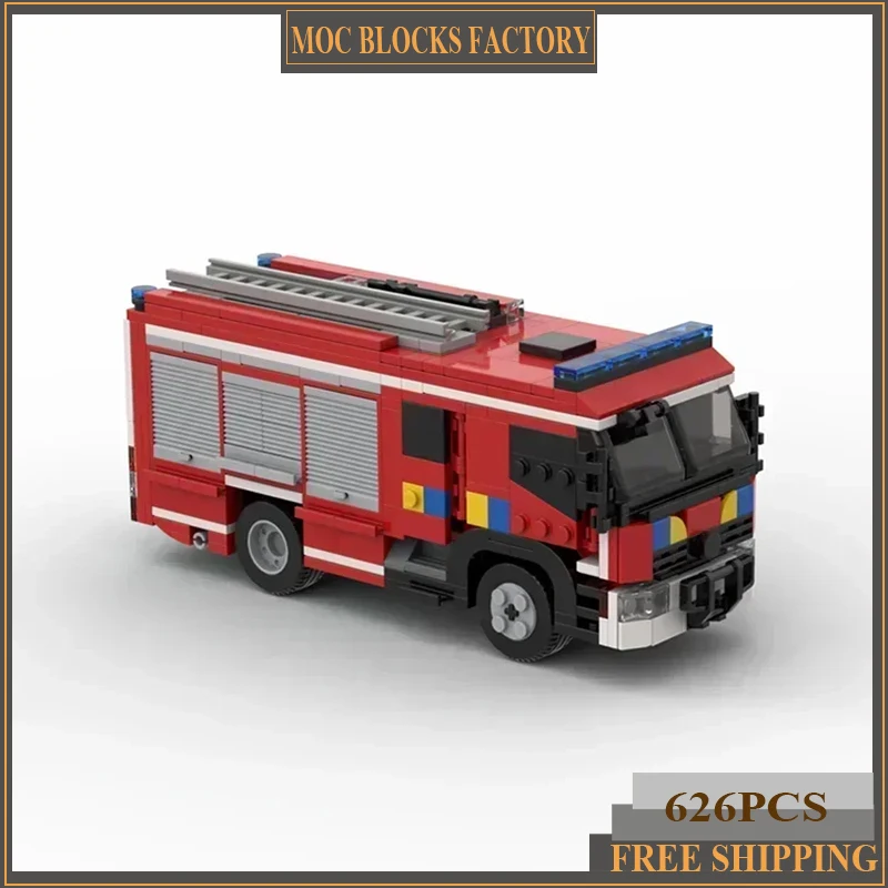 

City Car Model Moc Building Bricks Belgian Fire Truck Engine Technology Modular Blocks Gifts Christmas Toys DIY Sets Assembly