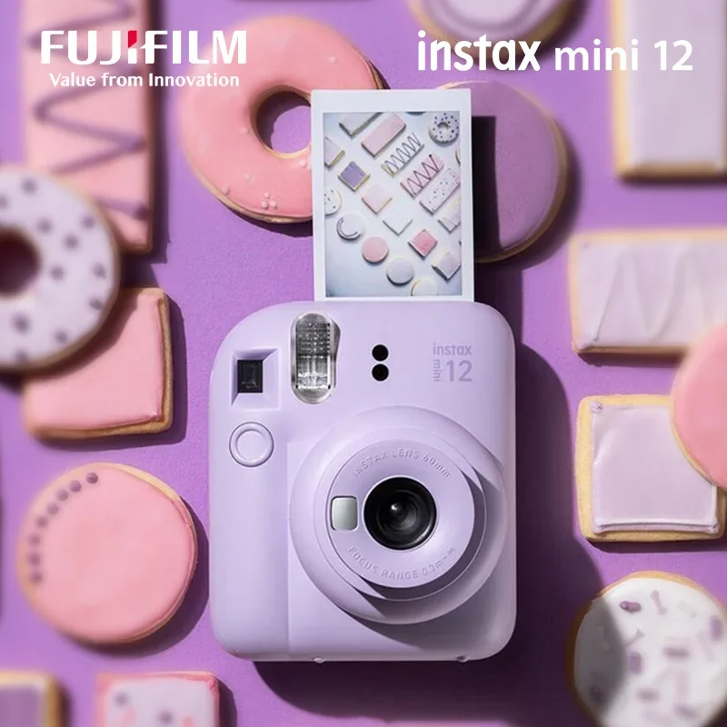 Origin Fujifilm Instax Mini 12 Instant Camera Pink/Blue/Gray/White/Purple with Instax Mini Film Photo Paper