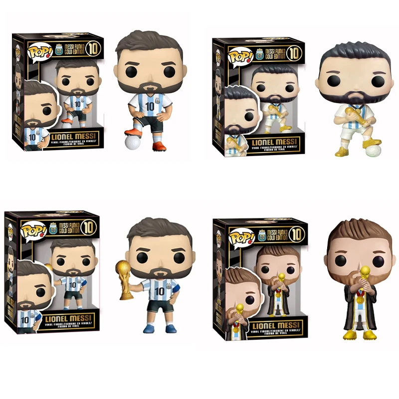 Funko Pop Anime Figure Messi Action Figure Soccer Superstars Messi Funko Gold Edition Model Collection Doll Toys Christmas Gifts