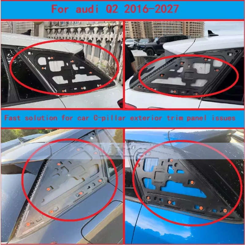 For Audi Q2 2017-2024 Car C-pillar Cover Plate Exterior Trim Triangular Cove Panel Black Or Grey