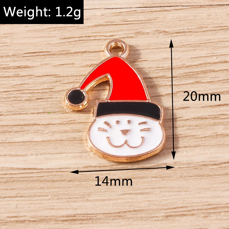 10 stücke Cartoon Emaille Weihnachten Santa Claus Charms Anhänger für Schmuck Herstellung Halsketten Ohrringe Armband DIY Handwerk Zubehör – Detail 12