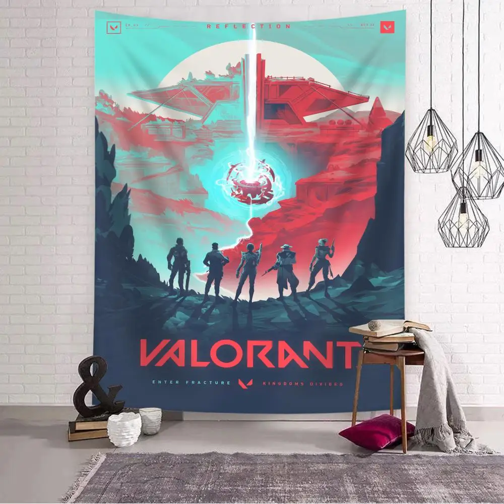 Famous Game V-Valorant Tapestry Aesthetic Wall Tapestry Hanging Decor Microfiber Fabric Poster for Bedroom Living Room Home