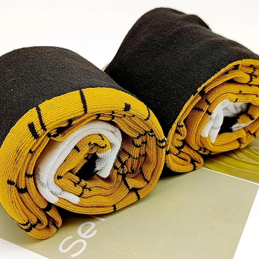 3 أزواج من جوارب مخلب الدجاج الممتعة باللون الأسود، مناسبة للارتداء الكاجوال أو الرسمي، مع تصميم نمط جورب مثير للاهتمام #2