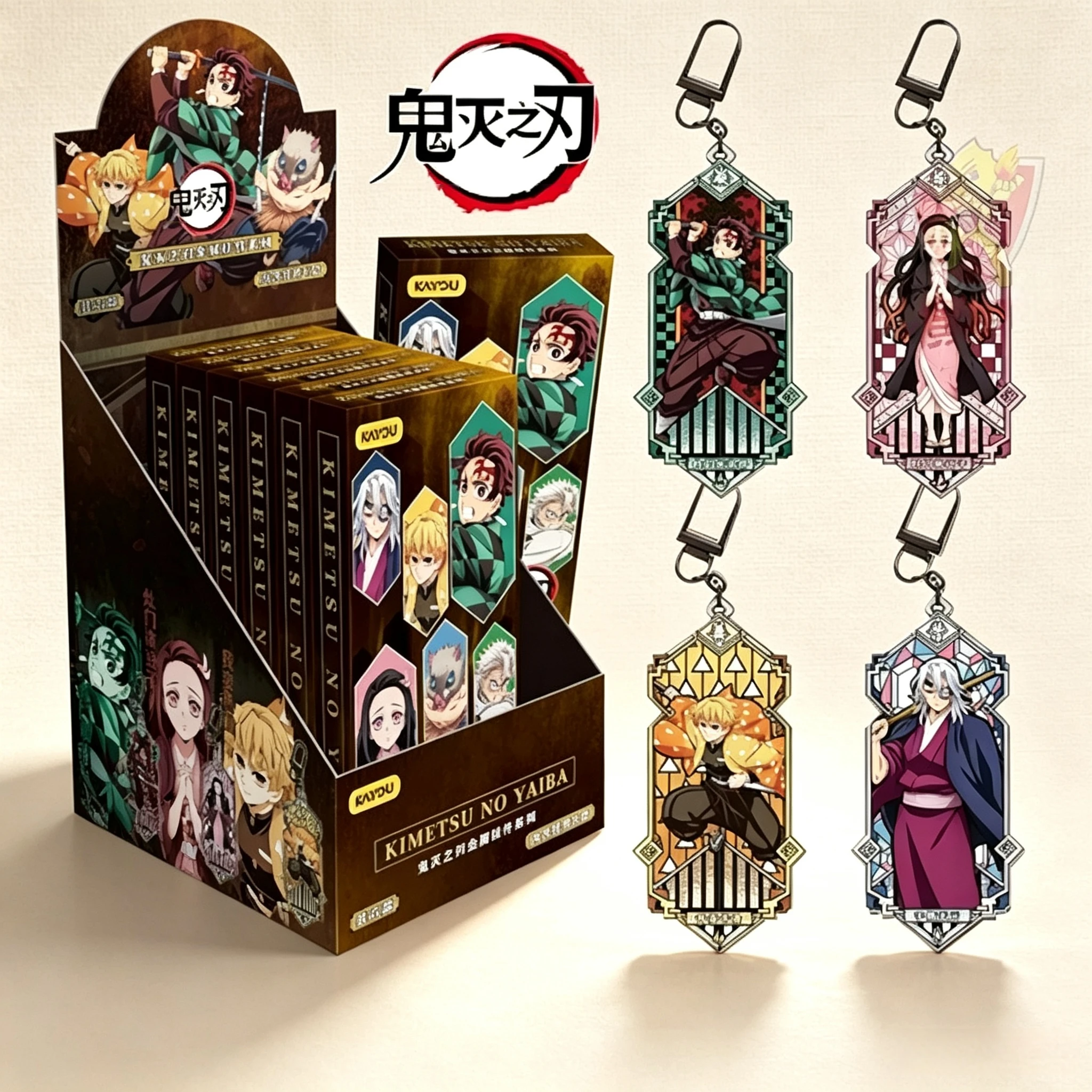 Kayou Keychain Blind Box Demon Slayer Kimetsu No Yaiba Metal  Anime Character Hanging Ornament Collectible Pendant For Bag Decor