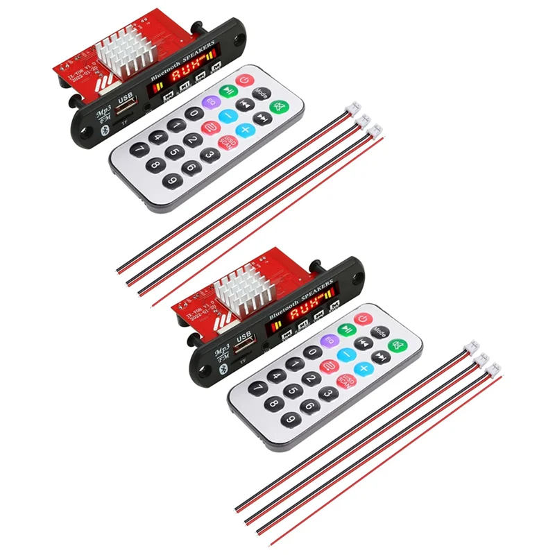 2Pcs 2X60W Amplifier Bluetooth 5.0 MP3 Decoder Board Handsfree 12V Wireless Music Player Audio Modul USB TF AUX FM Radio-BCBW