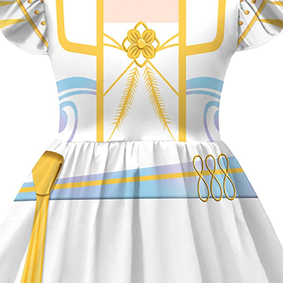 فستان الأميرة التنكري من Fantasy Witch Hunter للفتيات بأكمام مرفرفة، فستان حريري لحفلات Kpop، زي عرض مسرحي للعطلات