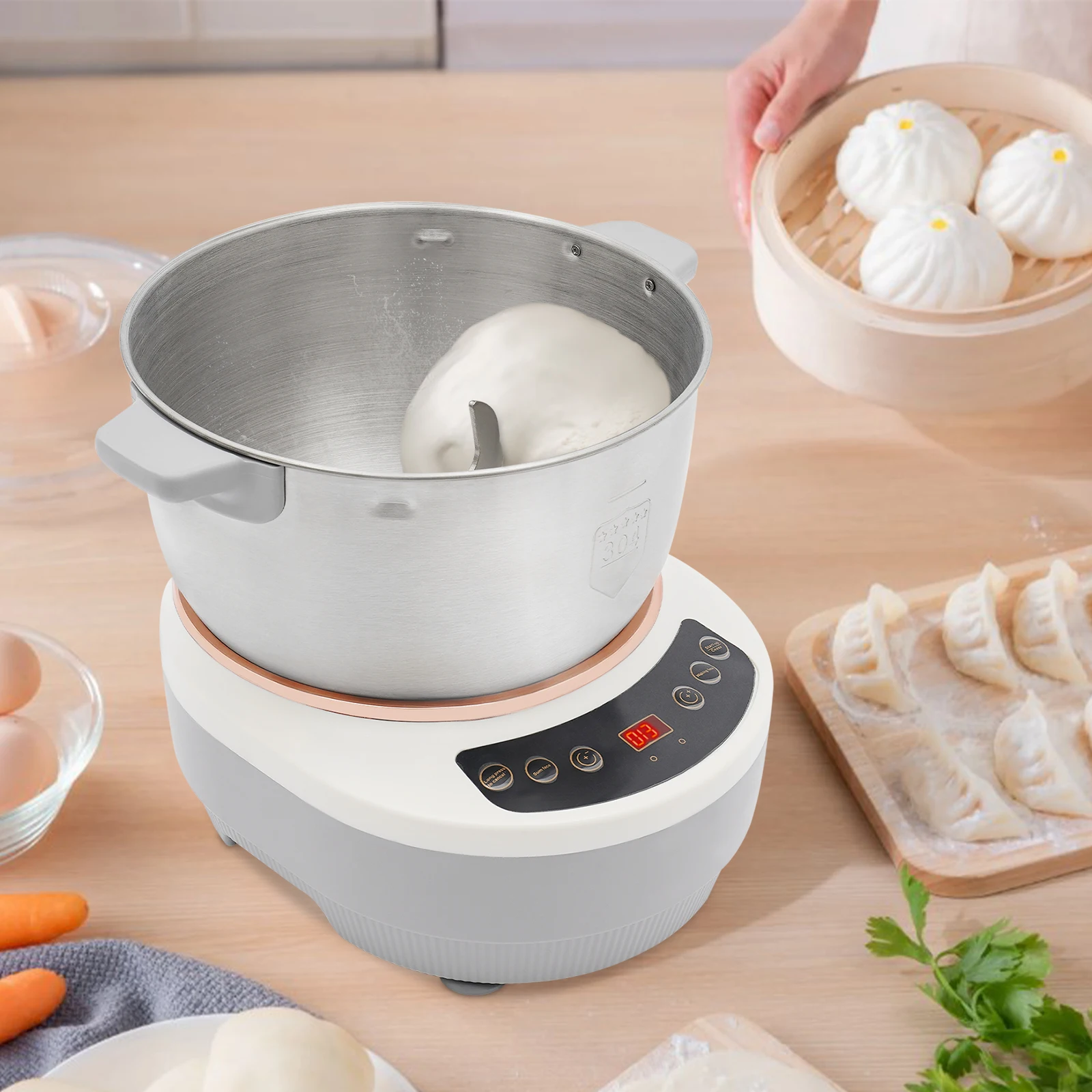 

Electric Dough Maker Machine with Fermentation Function, 4.5 Qt 230W Stainless Steel Automatic Kneader for Bread, Pizza, Noodles