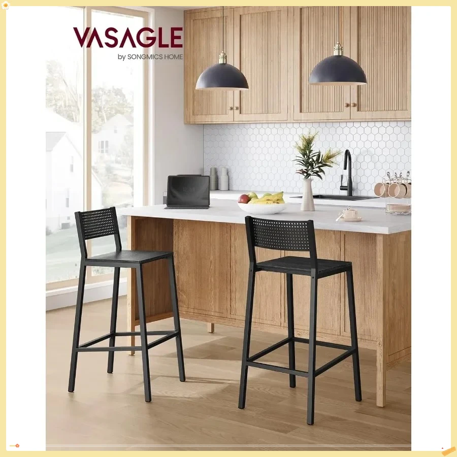 Set di 2 sgabelli da bar, sedie da bar per cucina, sala da pranzo, industriale, grigio antracite e nero