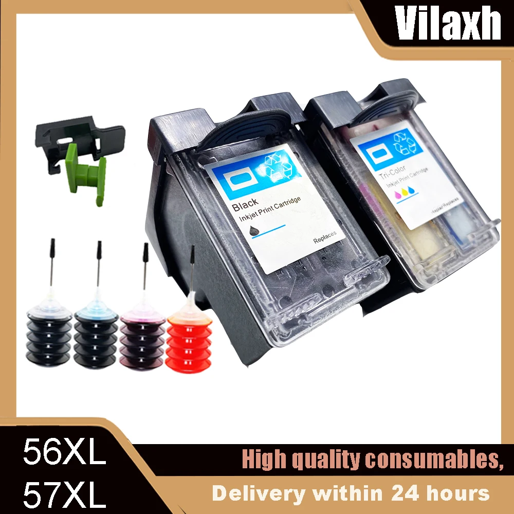 Cartucho de Tinta Recarregável Compatível HP56 57 para Impressoras HP 56 57 XL PSC 4200 1110 1205 1210 1215 1219 1315 1340 1350 2210