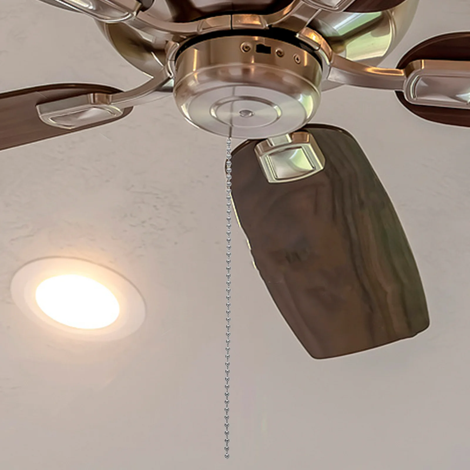 

1Set Beaded Pull Chain 20 Connectors Silver Ceiling Fan Light Switch Decorative Stylish Shiny Solid Replacement Extend