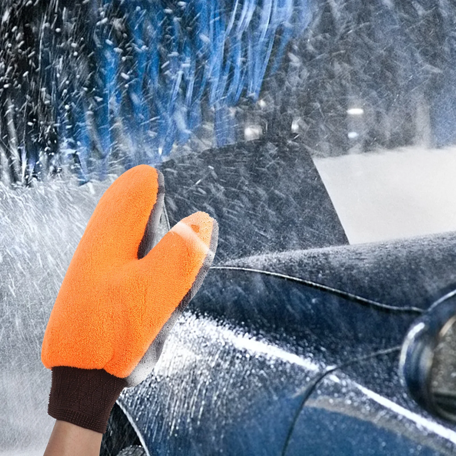 

2pcs Car Wash Gloves Mitt Coral Fleece Dusting Auto Detailing Cleaning Gray Orange Scratch Mitts Exterior Care