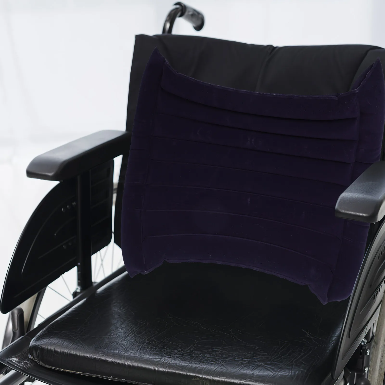 Flocked Wheelchair Inflatable Back Support Cushion Ergonomic Lumbar Pillow Breathable Easy Clean for Transport Office Chair