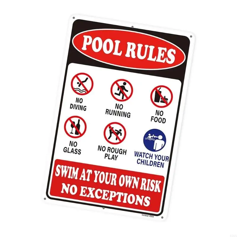 Metal Pool Safety Sign With Weatherproof And Large Lettering Pool Safety Sign 