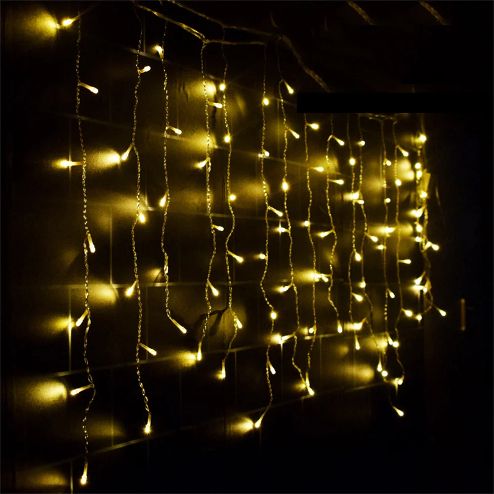 

Curtain Icicle String Lights for Indoor and Outdoor Decoration, 96 LEDs, EU, US Plug, Patio, Christmas, Wedding Party, New Year