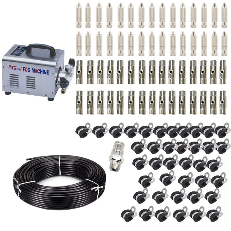 1L High Pressure Mist Pump Fog Machine Spray Kit With PE Tube 20Pcs Nozzles With 3/8''Snap Lock Connectors For Misting Cooling