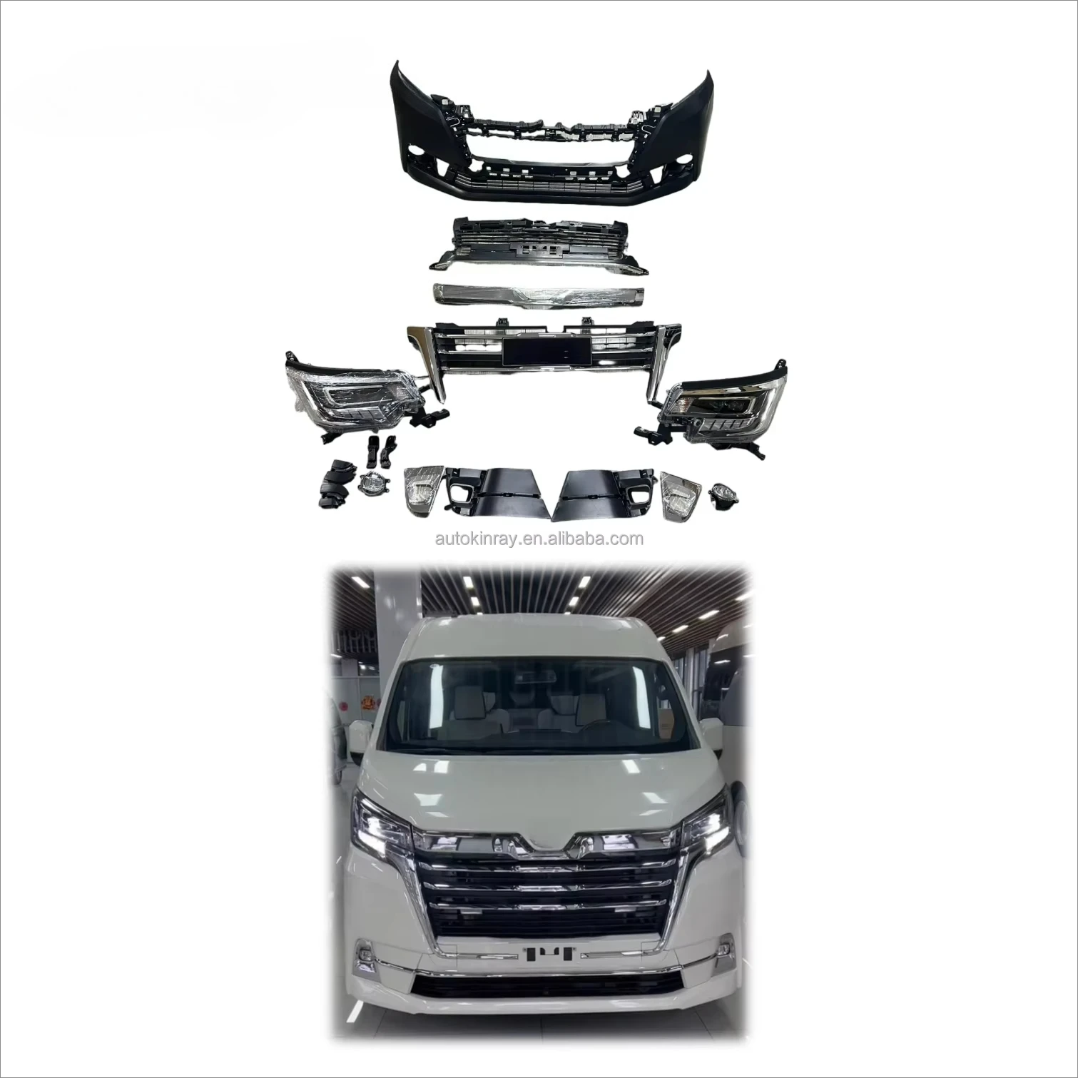 

Лидер продаж для Granace 2019-2025, обновление в стиле Crown BodyKit, подходит для Super Hiace Grandia Majesty, светодиодные фары, бампер, подтяжка лица