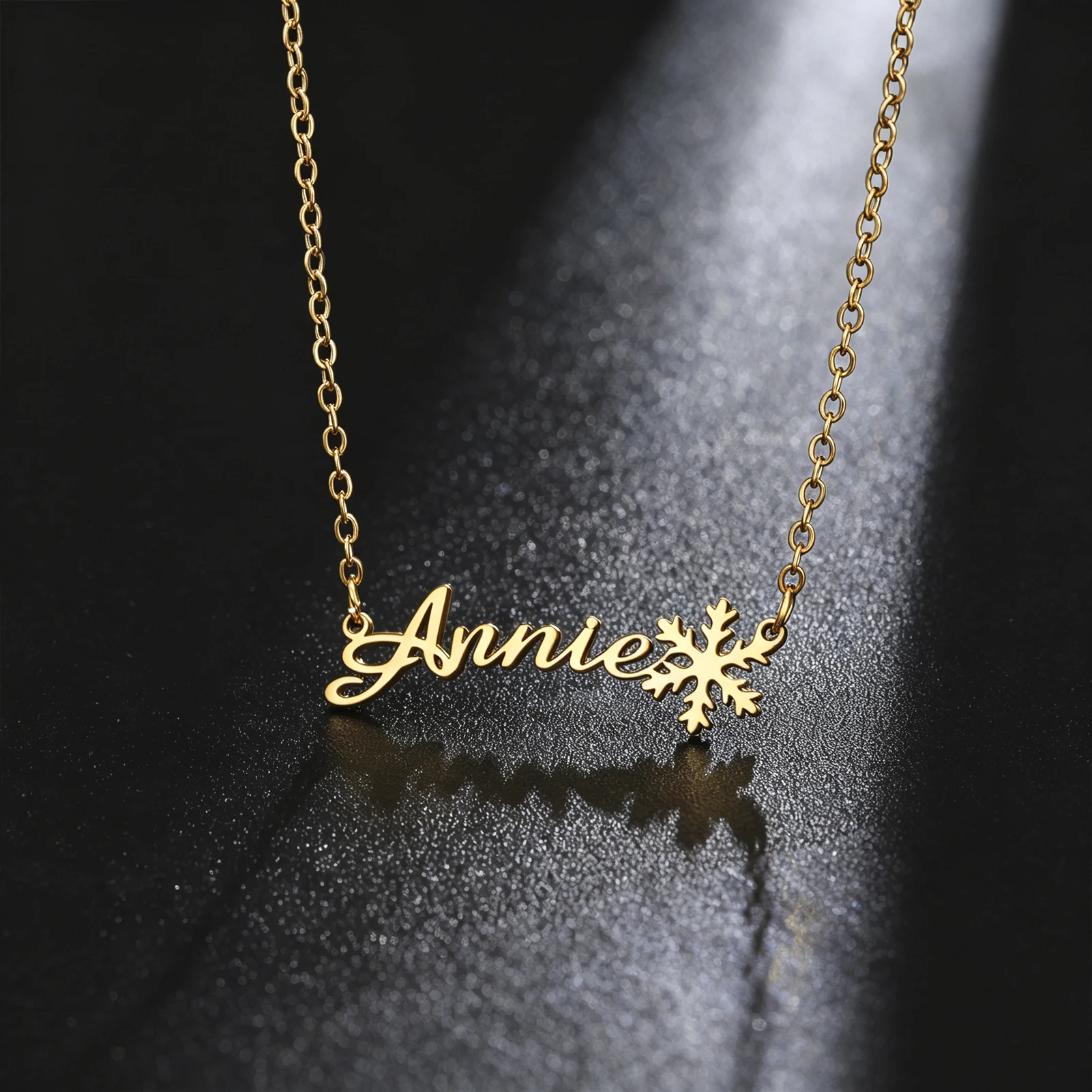 

Sipuris Snowflake Custom Name Necklace Stainless Steel Personalized Customization Nameplate Jewelry Christmas Gift For Women