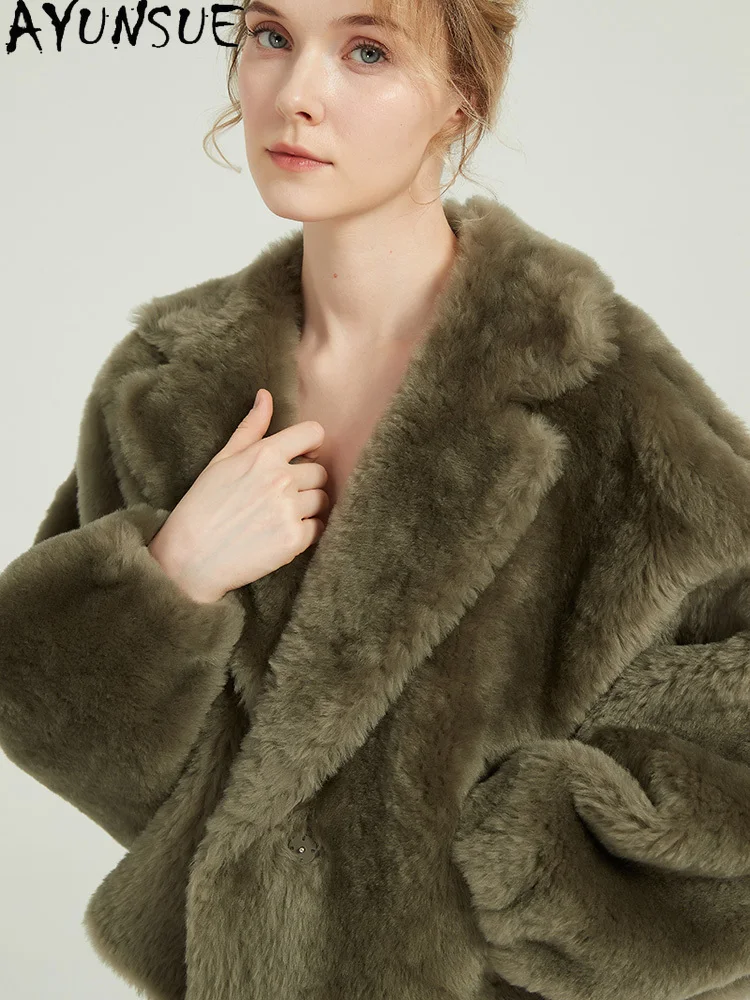 AYUNSUE Natural Sheepskin Fur Coat Women Real Leather Jacket Winter Jackets 2025 Luxury Clothing Female Short Style Шуба Женская