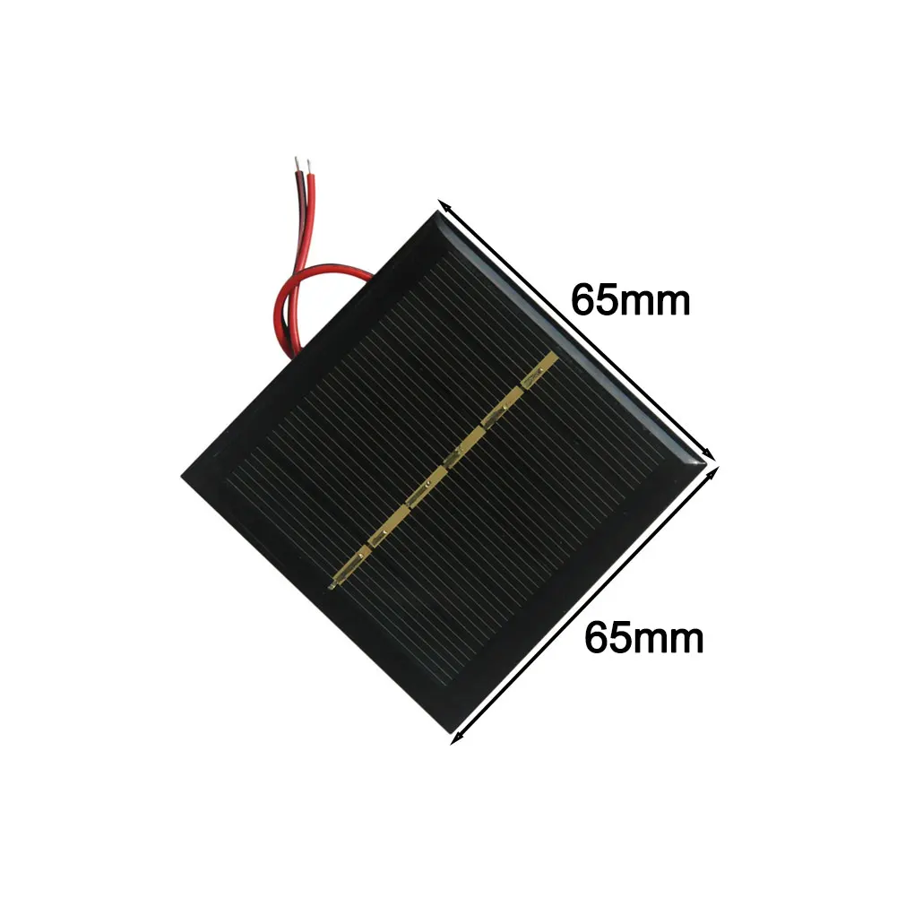 2pcs 0.6W 3V Polycrystalline Solar Panel 65x65mm With Cable For 2.4V For Battery Charging Toy Light DIY Project Alternative Ener