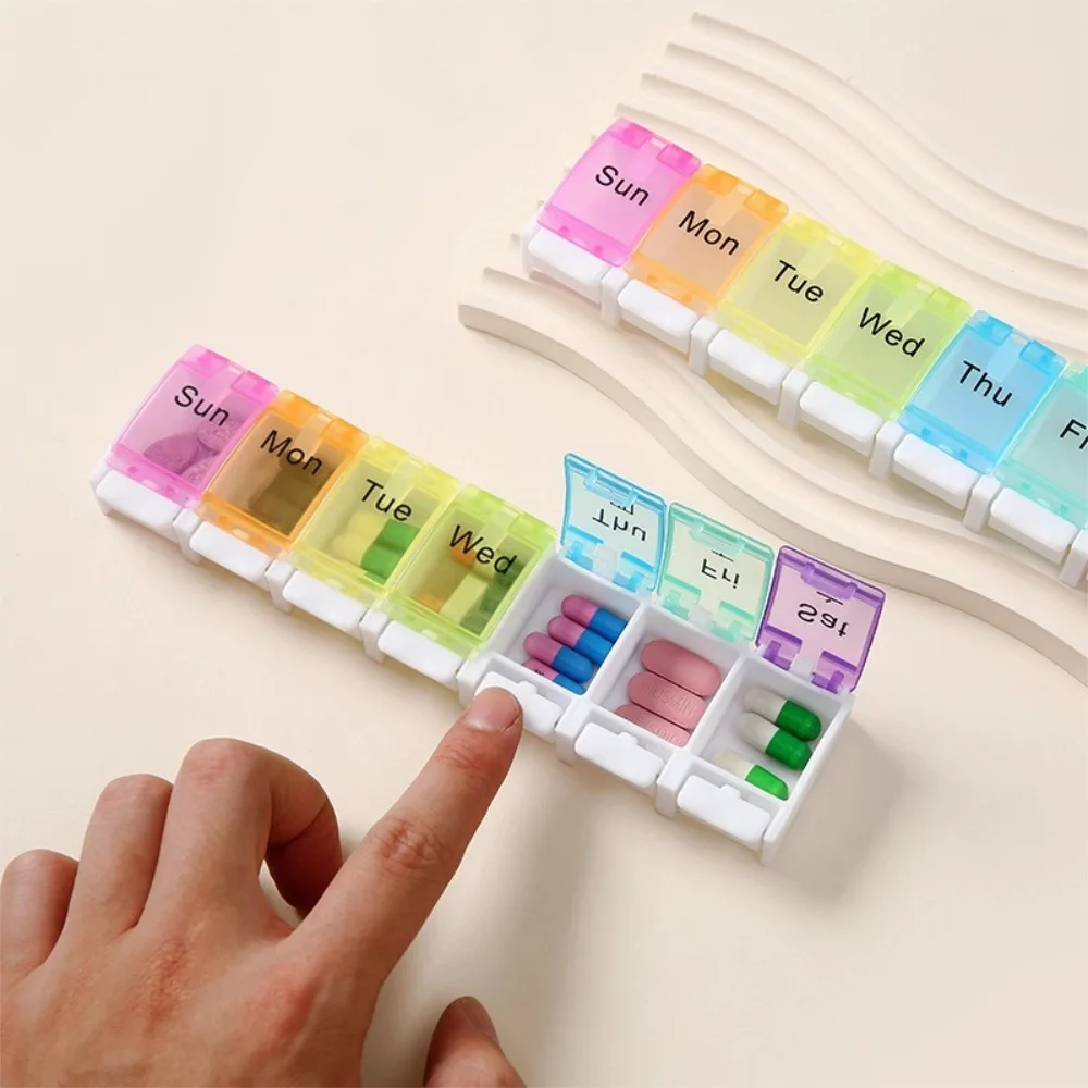 

Новый популярный большой еженедельный органайзер для таблеток для беременных, одноразовый ежедневный чехол для таблеток для хранения витамина/рыбьего масла/дополков Радуга