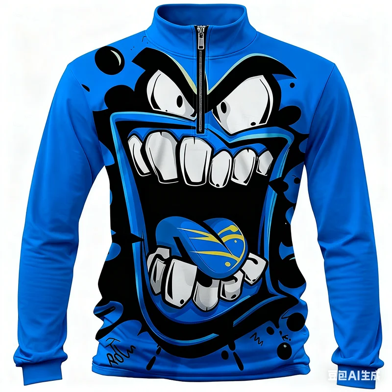 

Men's Half-zip Stand Collar Tops Funny Grimace 3D Printed Fashion Cool Clothing Apparel Daily Holiday Vacation Long Sleeve Tops