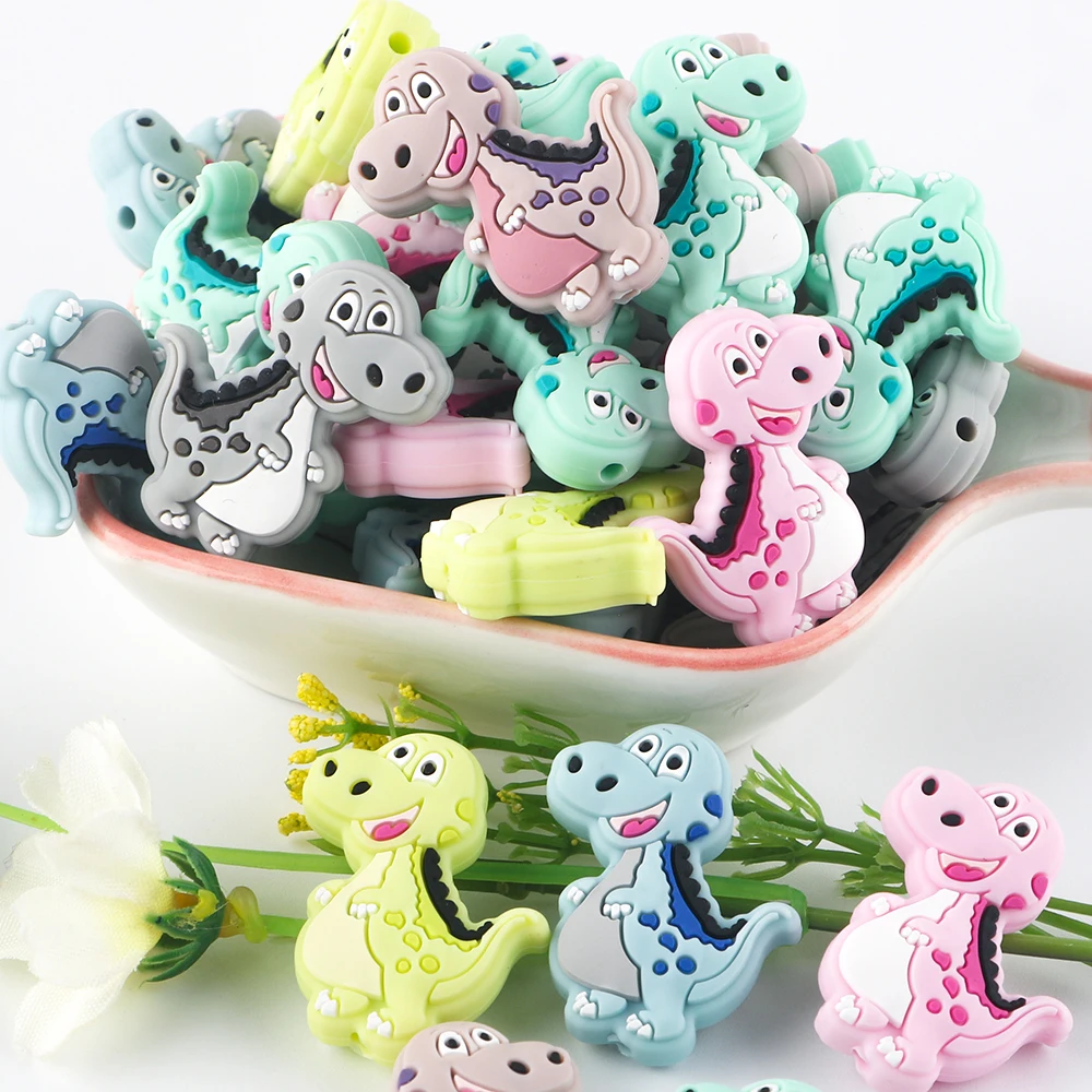 Kovict 5/10pcs New Parrot Yak Cat Silicone Beads Mini Dinosaur Animals For Jewelry Making DIY Bracelets Jewelry Accessories