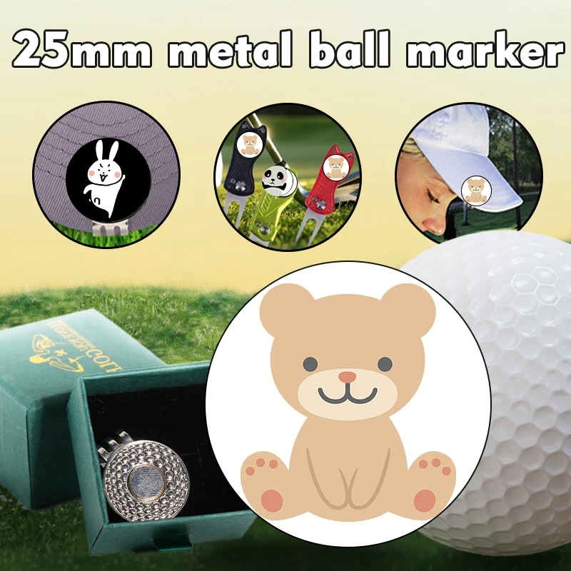 Little Bear， watertight，gift box、 golf cap clip anime、parts，magnetic hat clip magnetic ball marker、Golf Course Accessorie