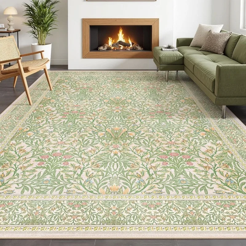 

Винтажный роскошный ковер с цветочным принтом для гостиной, складной, машинная стирка, диван, журнальный столик, нескользящий напольный коврик, коврик для дома, спальни 러그