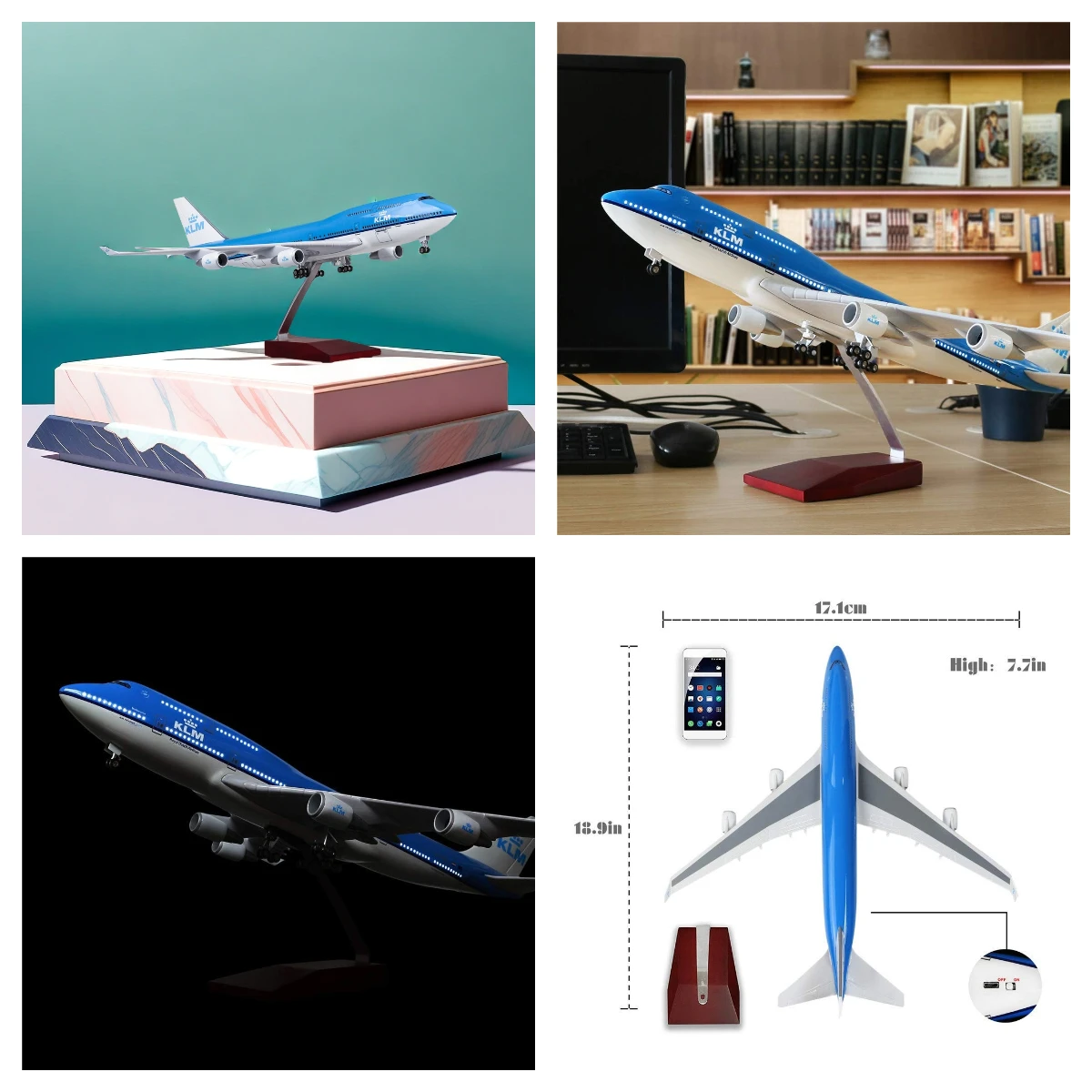 

747 KLM Airplane Model Kits 47CM B747 Diecast Metal Model Plane Toy for Adult (with Stand) Airlines Model for Aviation Enthusias