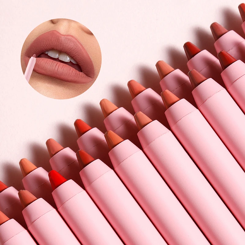 Lápiz labial mate resistente al agua, delineador de labios Sexy, Nude, marrón, rojo, tinte de contorno, lápiz labial duradero, taza antiadherente, maquillaje cosmético