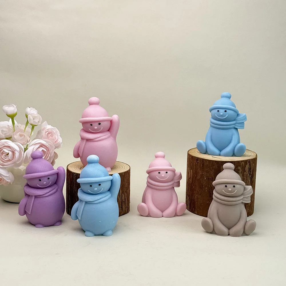 

Милый рождественский шарф, снеговик, свеча, силиконовая форма, 3D сидящий снеговик, ароматерапия, гипсовая смола, форма для куклы, декор для рождественской вечеринки