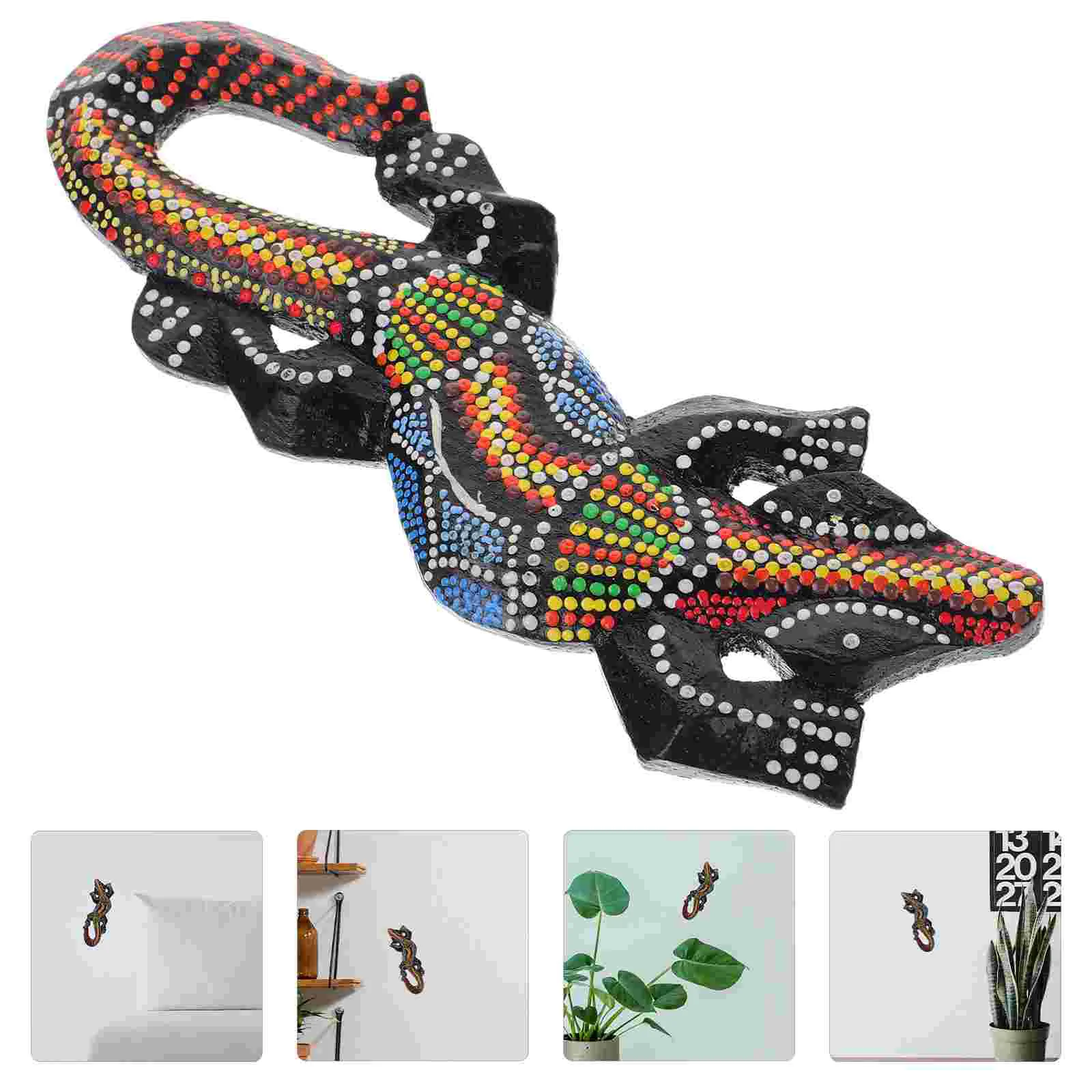 Ornaments Personality Lizard Statue Wood Gecko Home Adornment Country Wall Decor