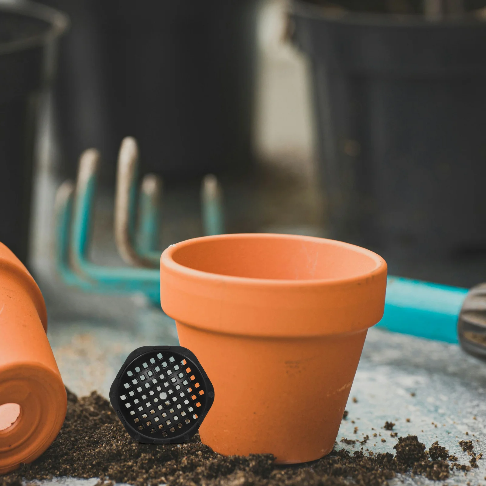 Juntas de malla para maceta de 20 piezas, pantalla redonda de plástico con orificio de drenaje, almohadilla de filtro inferior para bonsái y macetero de 5,6 cm para jardines