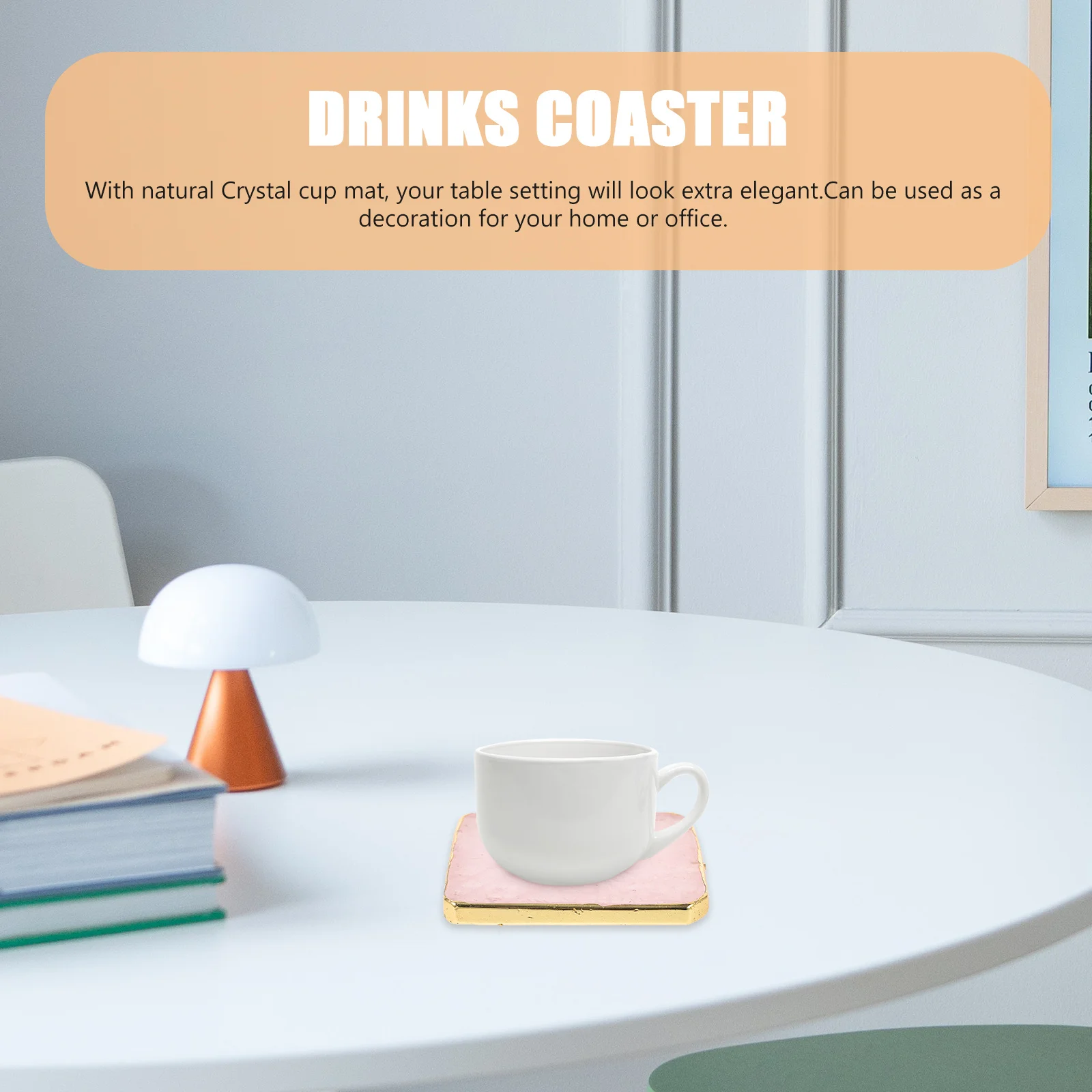 

Crystal Coaster Pink Quartz Cup Mat Decorative Table Coaster Insulation Desk Protection Elegant Home Office Gift