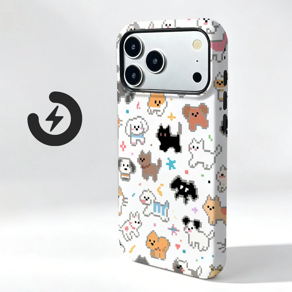 Coque de téléphone magnétique pour Xiaomi Poco X7 F7 F8 X8 F6 F5 Pro, motif mosaïque de dessin animé ‌   Coque de protection antichoc 2 en 1 pour chien