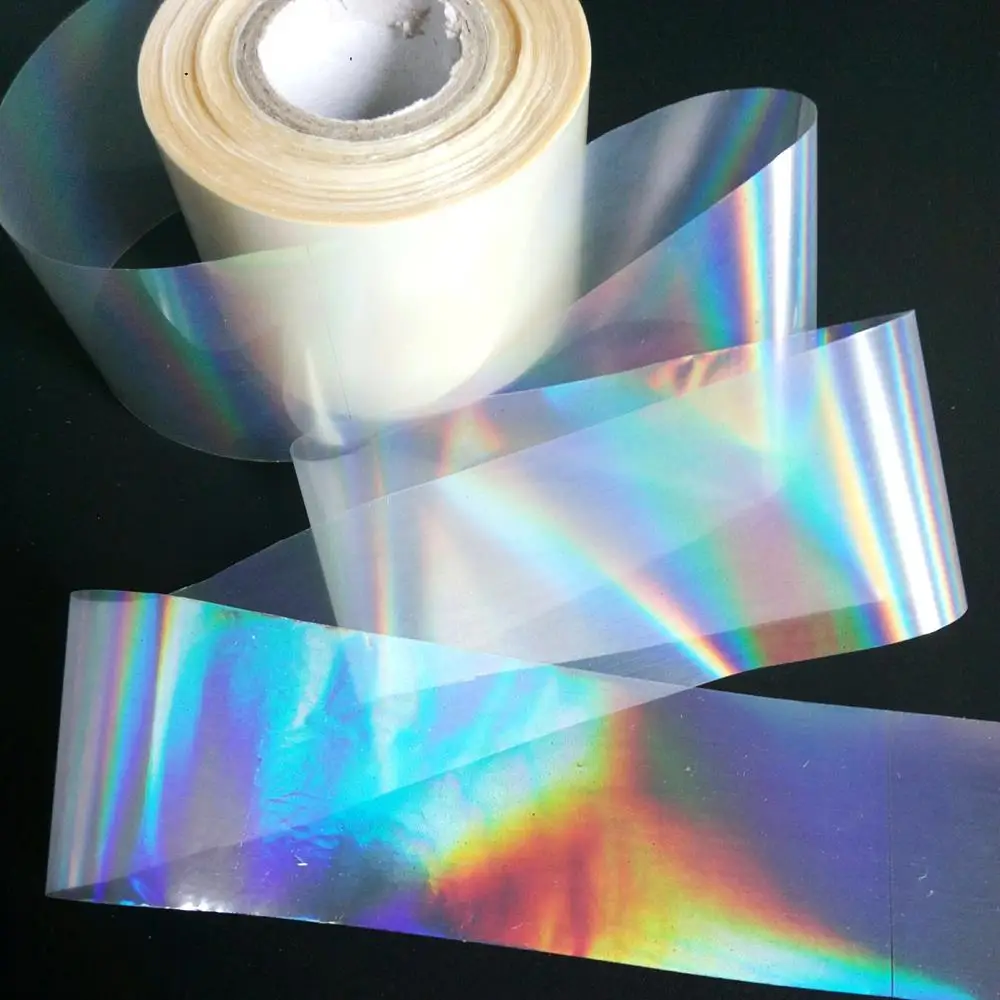 

120M/roll Laser Clear Transfer Foil For Salon Holographic Broken Glass Hot Stamping Nail Stickers Press On Paper