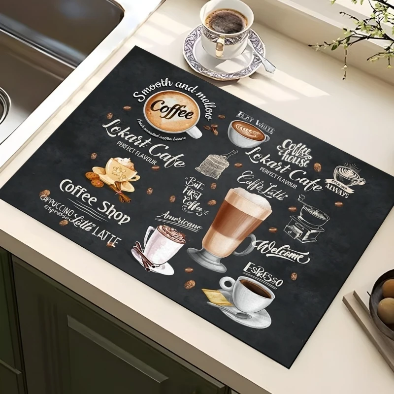 Classic Absorbent Coffee Machine Drip Mat Non-Slip Rubber Sole Dish Drying Mat Stain-Resistant Pads Placemat for Dining Table