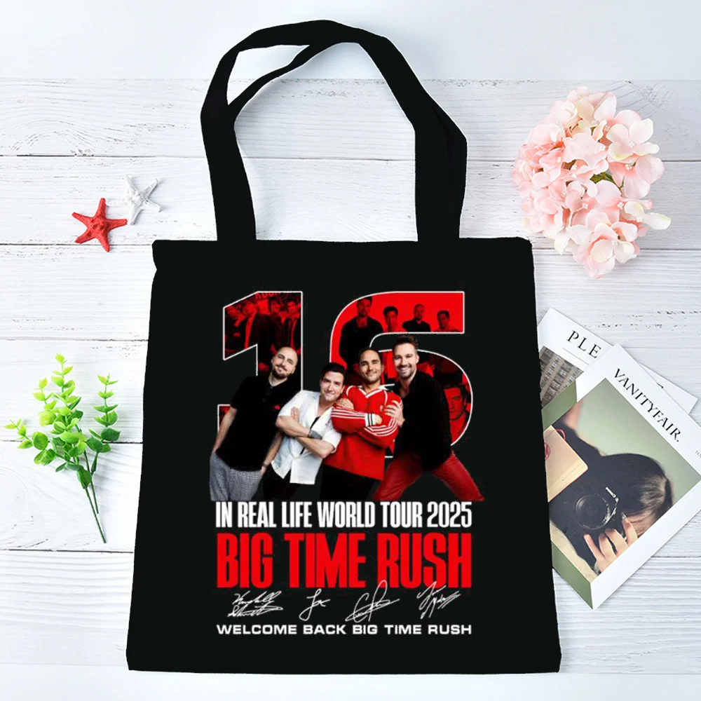Bolsa de tela Big Time Rush, tipo tote, para compras, plegable, estilo Y2K, para mujer