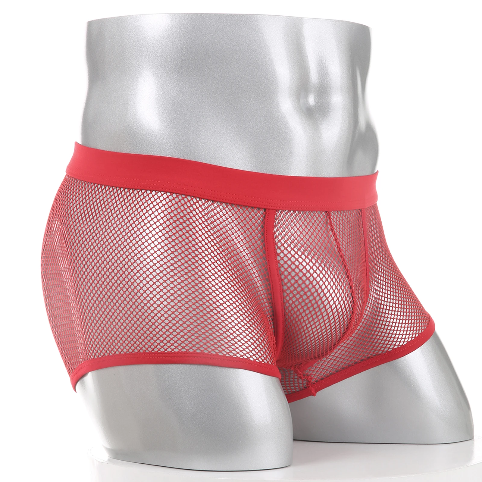 เซ็กซี่ตาข่าย Boxers ชุดชั้นในผู้ชายกางเกงชั้นในดูผ่านโปร่งใสเอวต่ําชุดนอน Boxer Shorts Boxershorts กางเกงใน