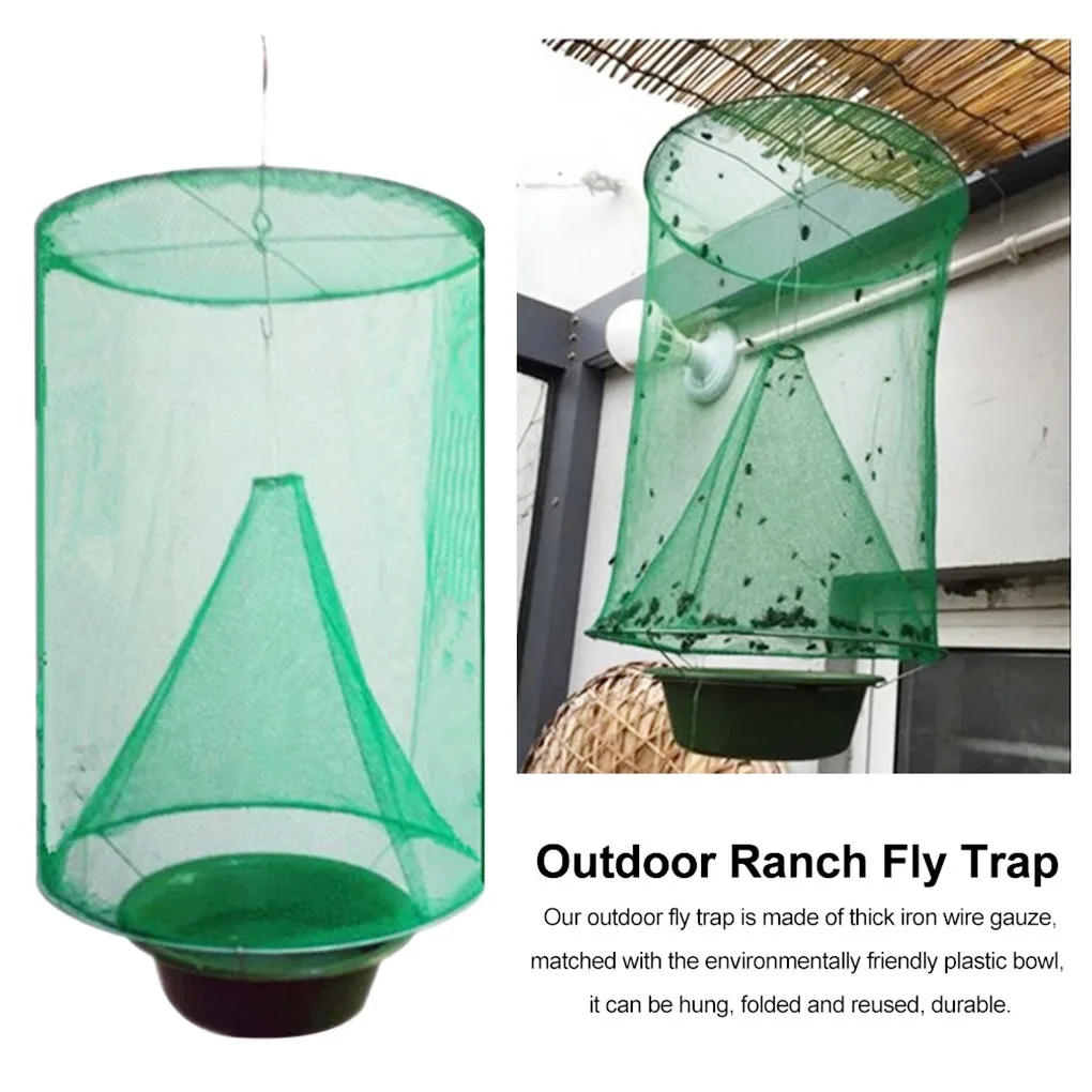 

6pcs Hanging Cages Garden Foldable With Bait Bowl Easy Use Catching Fly Trap Reusable Summer Outdoor Ranch Mesh Pest Control