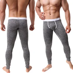 Viser thermiques pour jeunes hommes, leggings minces sexy, pantalons de pyjama à la mode, bas de sommeil, sac convexe en U, longs Johns, hiver, nouveau