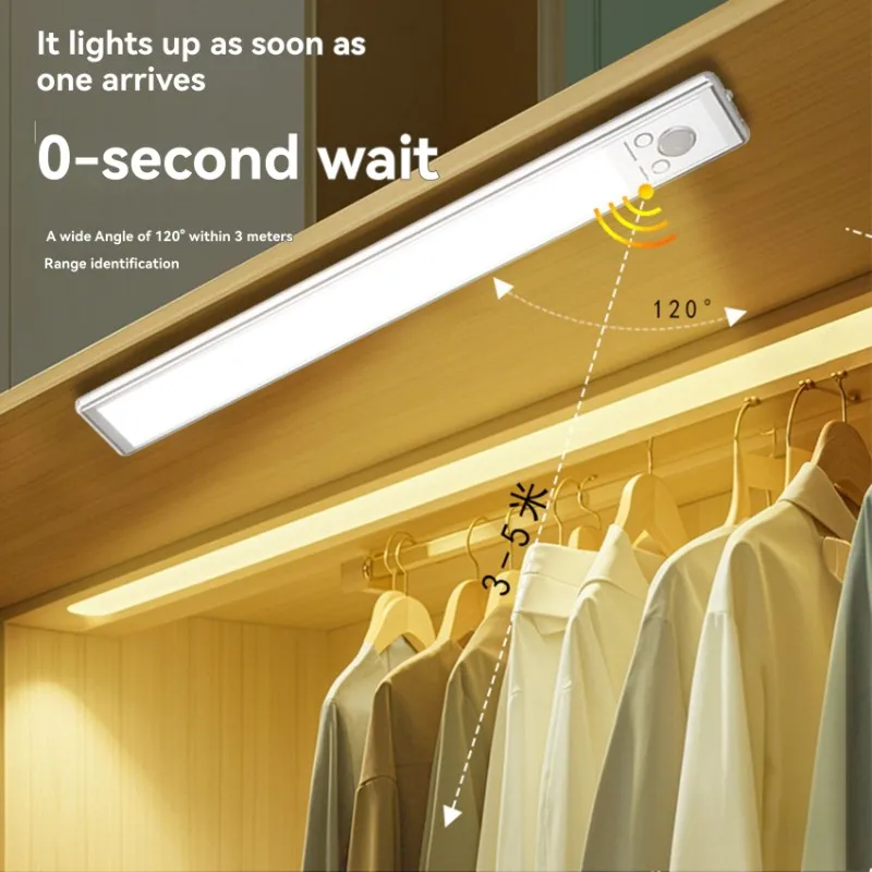 B08B-Smart LED Motion Sensor Light - 30CM 2200MA 3 Color Night Light With Human Body Detection For Bedroom, Cabinet, Outdoor