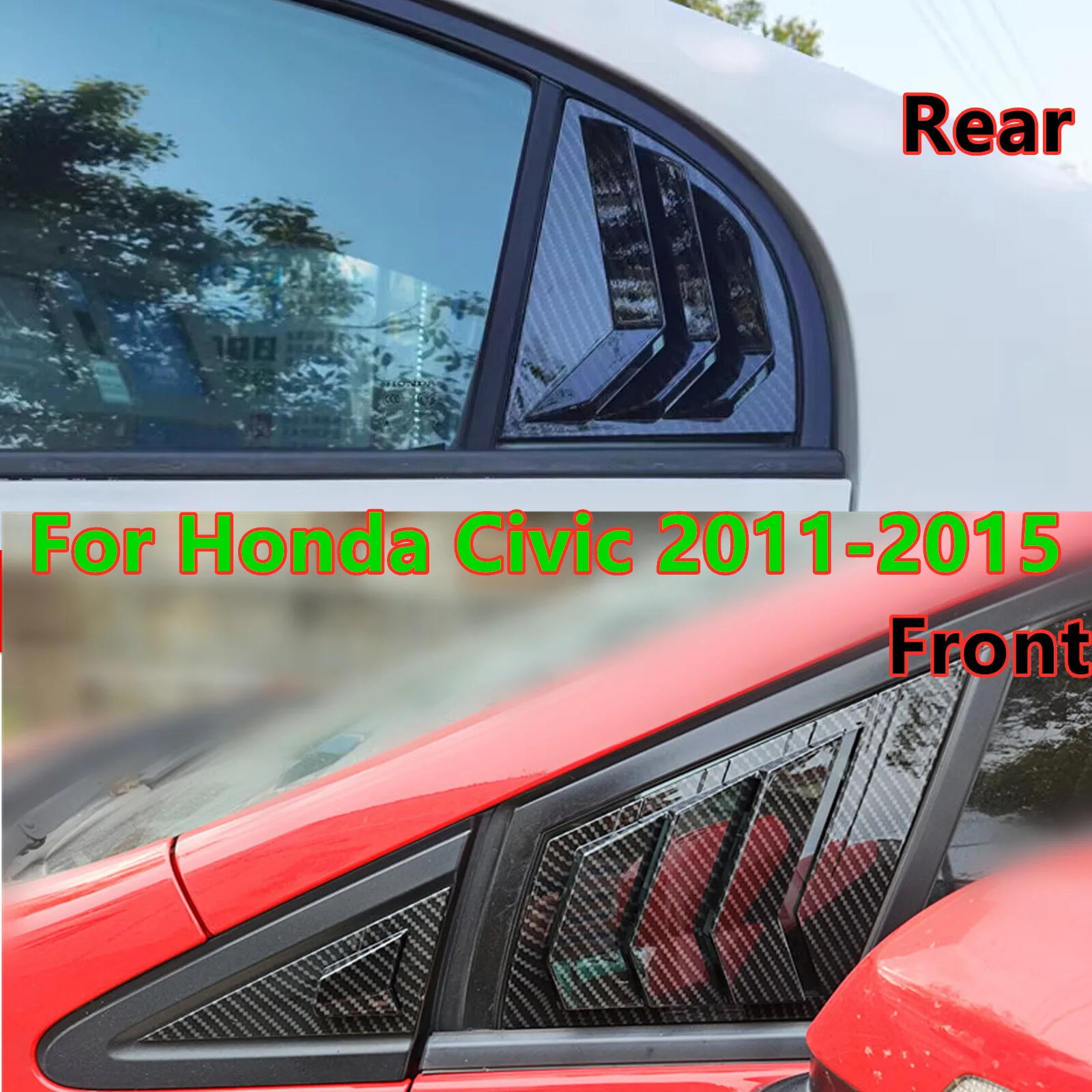 

Carbon Fiber Front + Rear Window Scoop Louver Cover For Honda Civic 2011-2015
