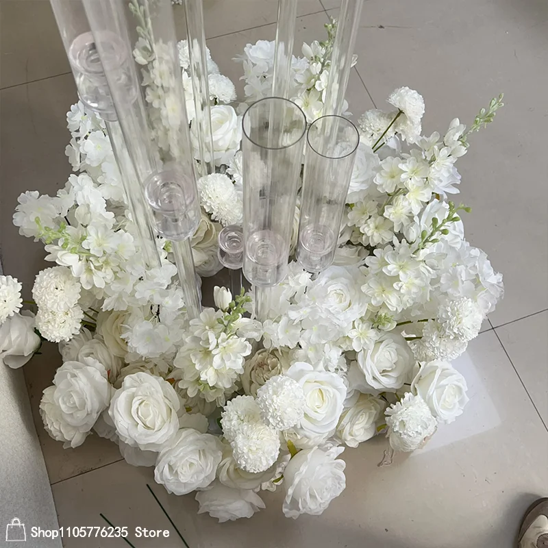 70-30CM Weiße Rose Delphinium Künstliche Blume Hochzeitstisch-Mittelstück Kranz Blumenarrangement Luxus Bankett Hotel Dekoration – Detail 3