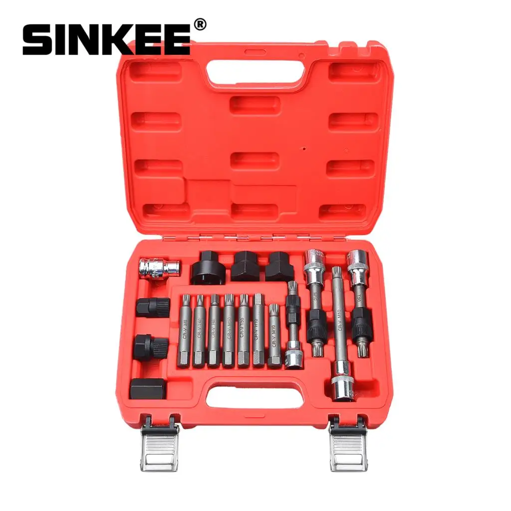 

18pcs Alternator Repair Tool of Alternator Freewheel Pulley Puller Removal Socket Tool Kit